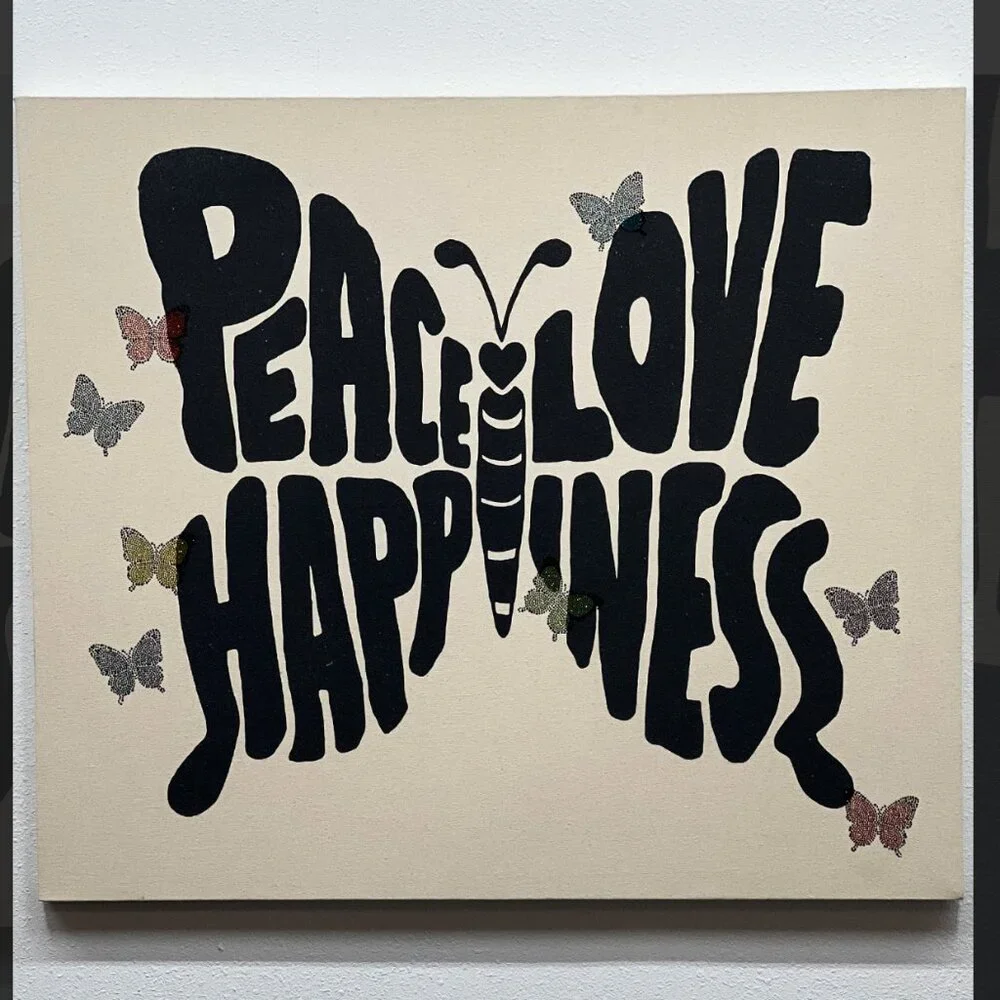 LAUREN MOSHI ✌️❤️🦋 Peace Love Happiness Butterfly Sweatshirt - NWT - LAST ONE